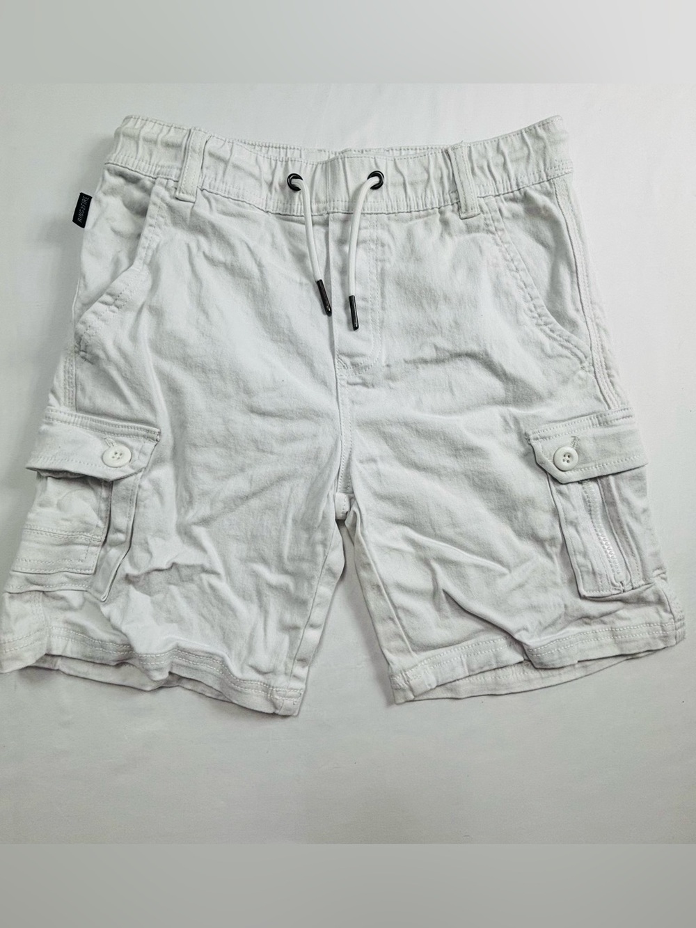 Kids White Cargo Shorts - Drawstring Waist K146